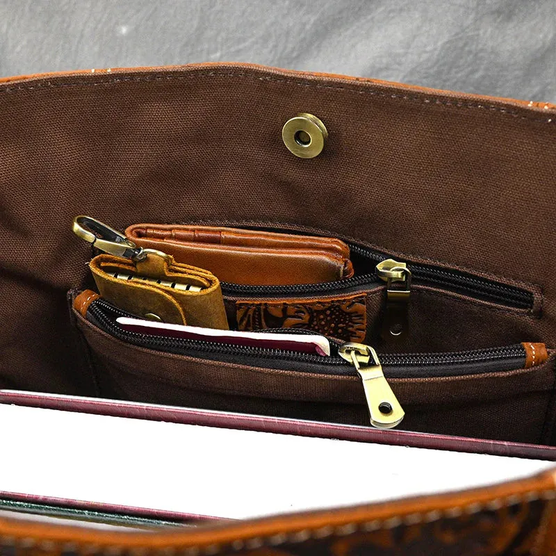 Vintage Embossed Leather Handbag – Women’s Shoulder Tote