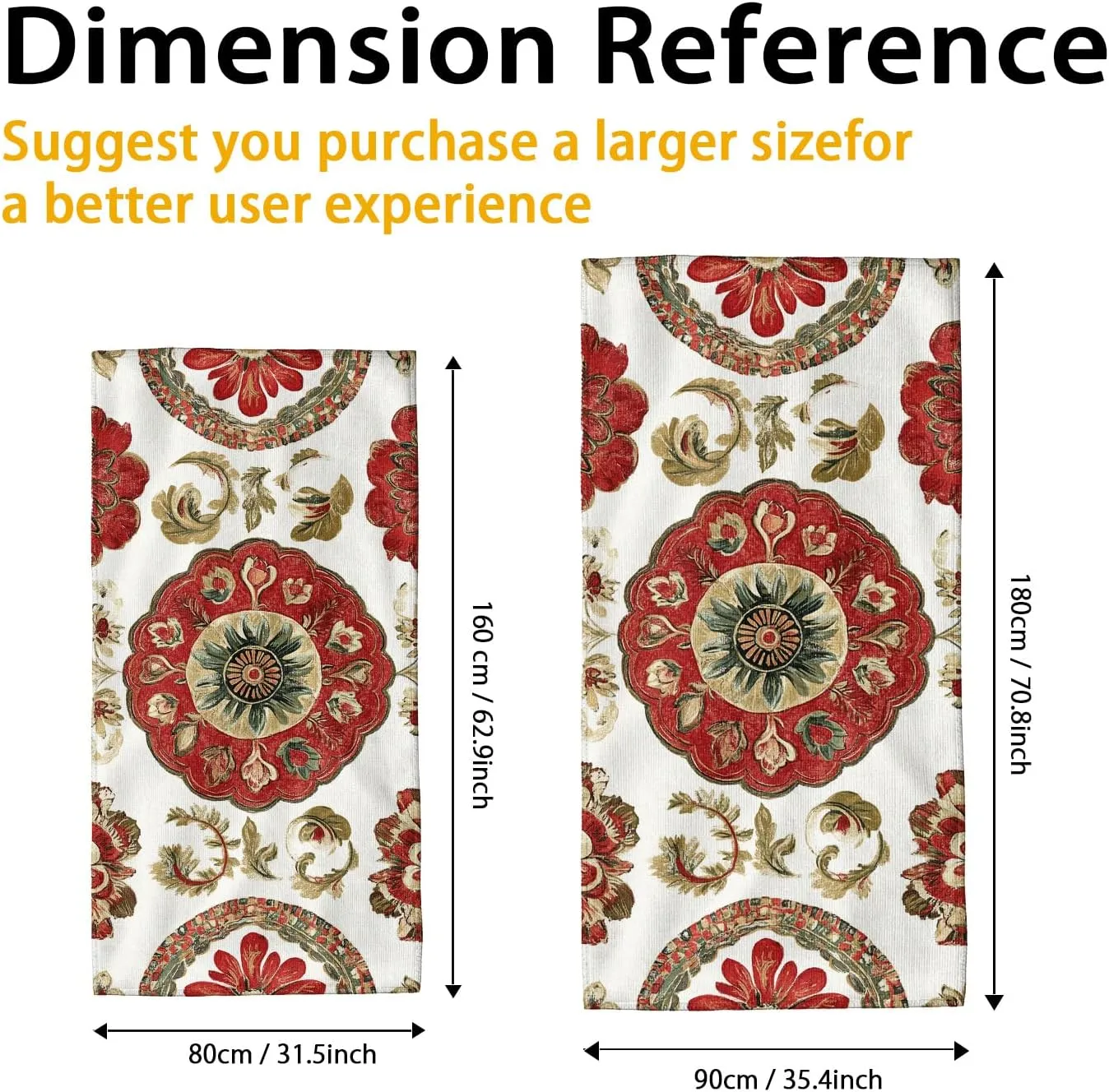 Vintage Floral Microfiber Beach Towel Red Garden Blossoms Quick Dry Absorbent Sand Free Lightweight Beach Blanket, Pool Picnic Essentials 70x35 Inch