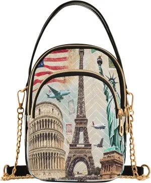 Vintage Landmarks Collection Crossbody Purse for Women Travel Handbag Small Shoulder Bag