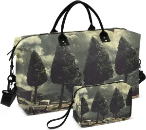 Vintage Street Car Tree Duffel Bag for Travel Gym Sport, Weekender Travel Bags Carry on Overnight Bag
