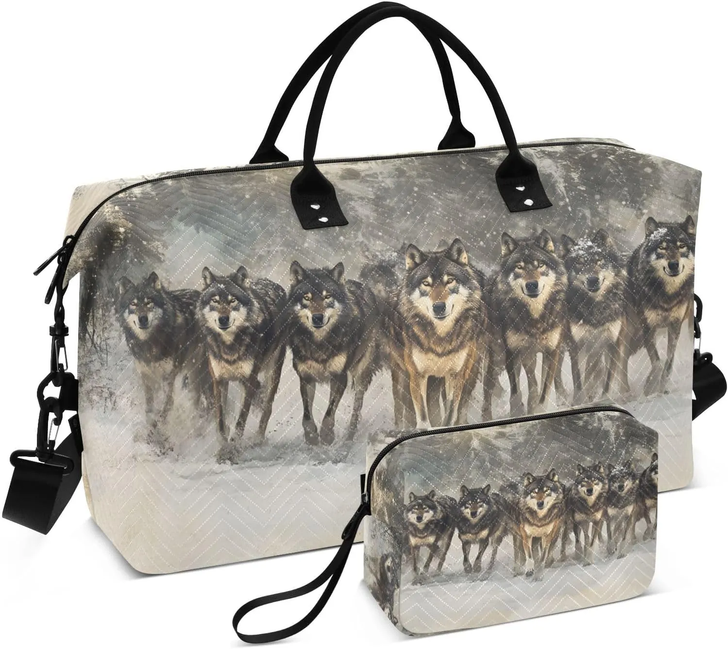 Vintage Wolf Duffel Bag for Travel Gym Sport, Weekender Travel Bags Carry on Overnight Bag