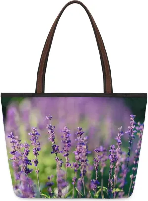 Violet Lavender Meadow Tote Bag for Women Womens Handbags Tote Bag for Work Shopping Travel Beach
