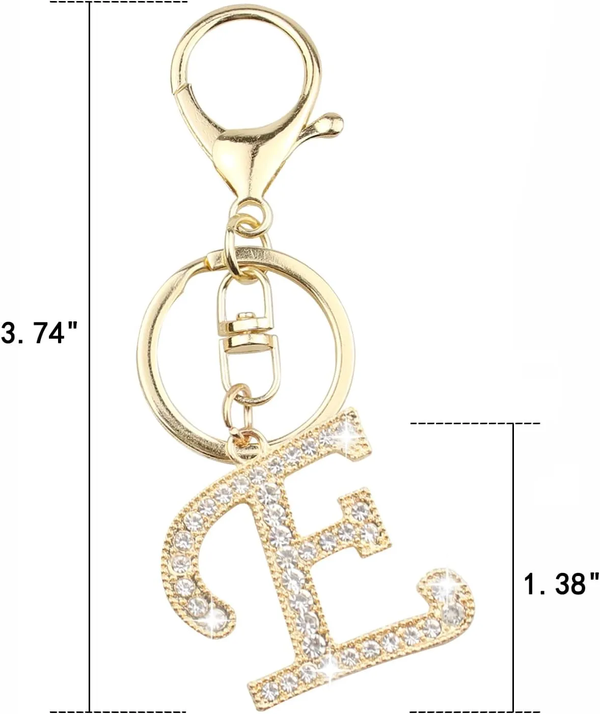 VIQWYIC 2 Pack Initial Letter Keychain for Women Girls, Bling Rhinestones A-Z Alphabet Keyring Handbags Charms (Gold&Silver)