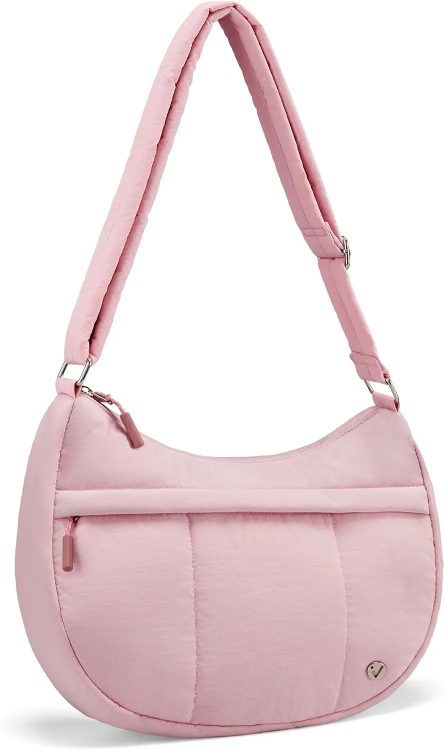 VONAL Puffer Crescent Crossbody Bag for Women Lightweight Nylon Quilted Waterproof Shoulder Purses with Adjustable Strap
