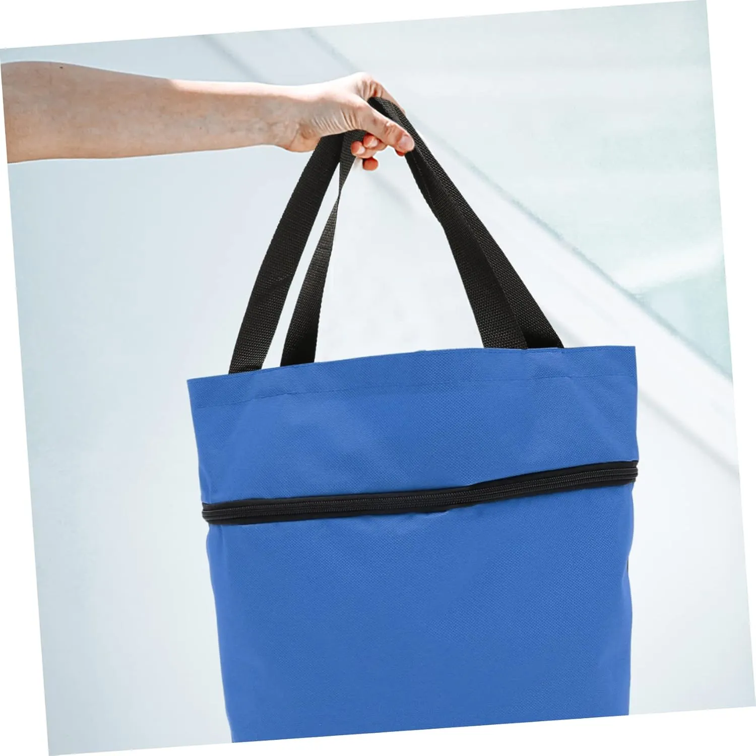 VOSAREA Storage Bag with Wheels Large Travel Tote Bag Folding Grocery Bag Fold up Carts with Wheels Foldable