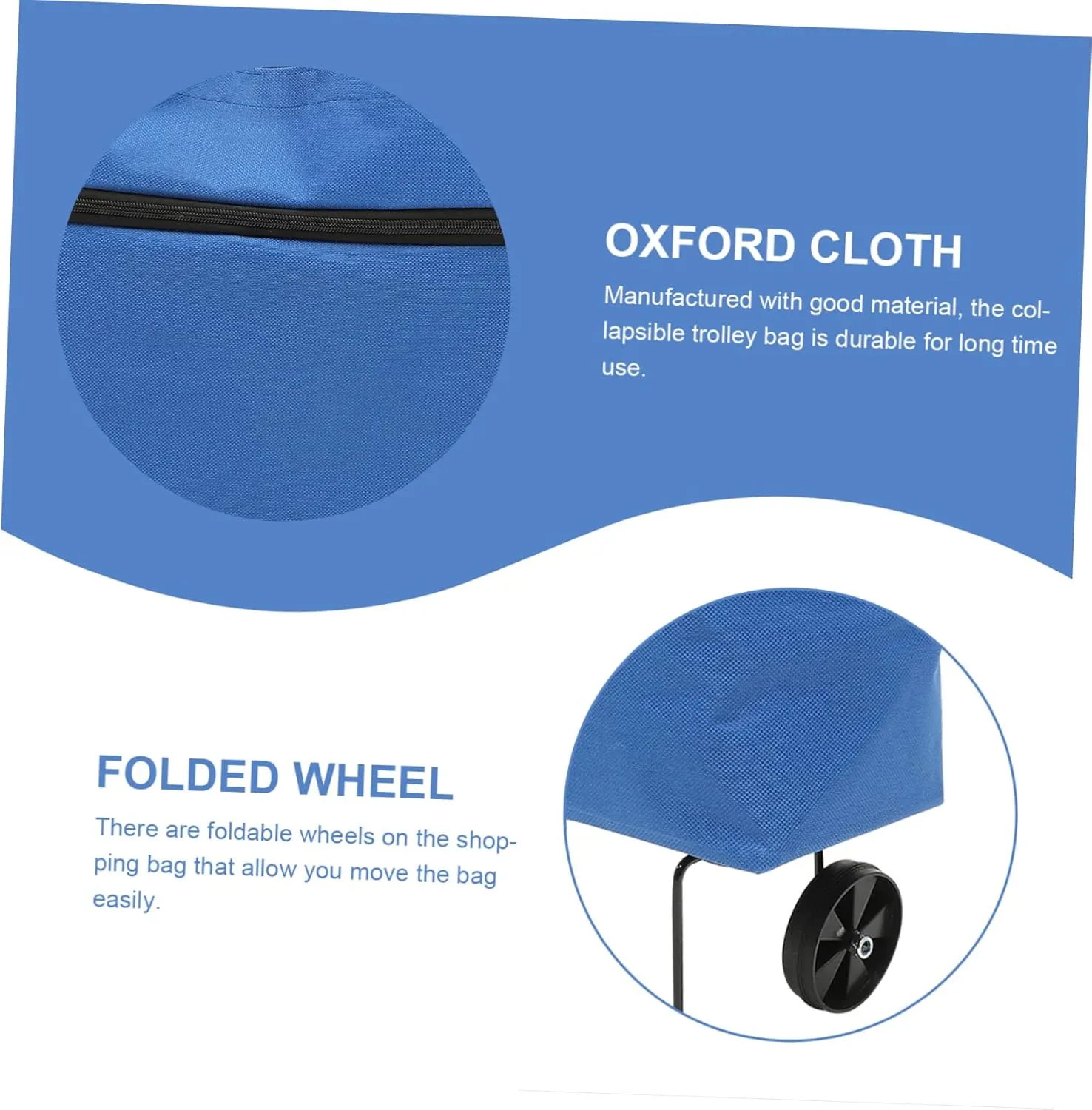 VOSAREA Storage Bag with Wheels Large Travel Tote Bag Folding Grocery Bag Fold up Carts with Wheels Foldable