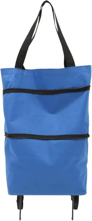VOSAREA Storage Bag with Wheels Large Travel Tote Bag Folding Grocery Bag Fold up Carts with Wheels Foldable