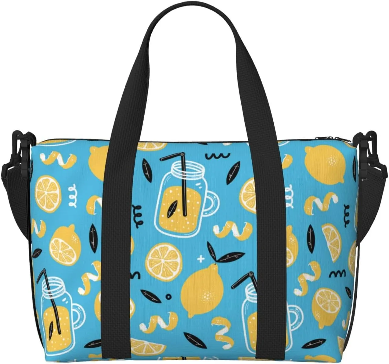 VOSERY Laptop Tote Bag for Women Work - blue Lemon juice Gym Bag for Women Men, Personal Item Crossbody Travel Bags for Women Men Carry On, Overnight Weekender Bags for Women Travel