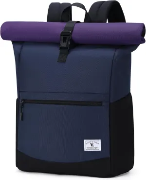 VX VONXURY Roll Top Backpack for Women,15.6 inch Laptop Backpack for Men,Top Open Casual Daypack for Work Travel