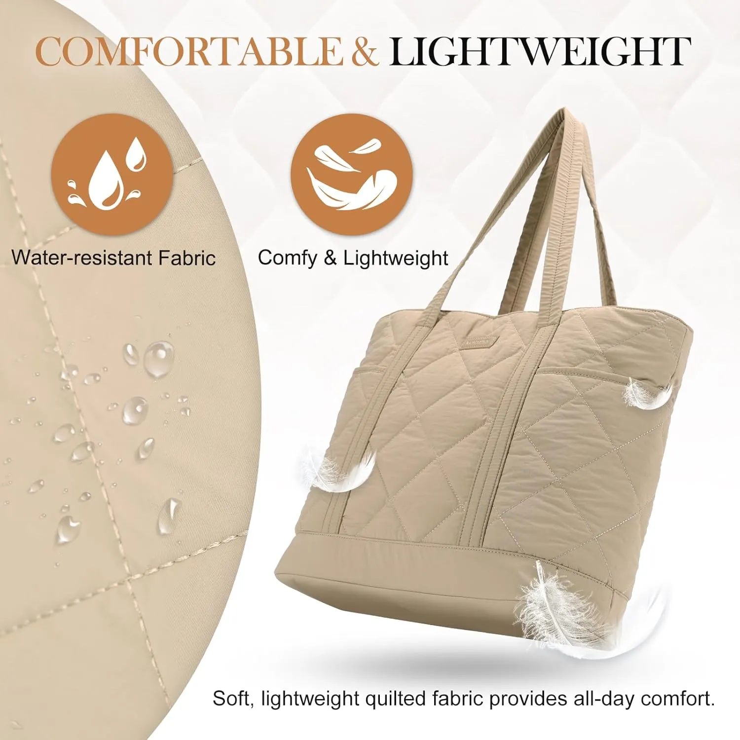 VX VONXURY Tote Bag for Women,Puffer Handbag with Multi Pockets Large Quilted Shoulder Bag For Daily Travel