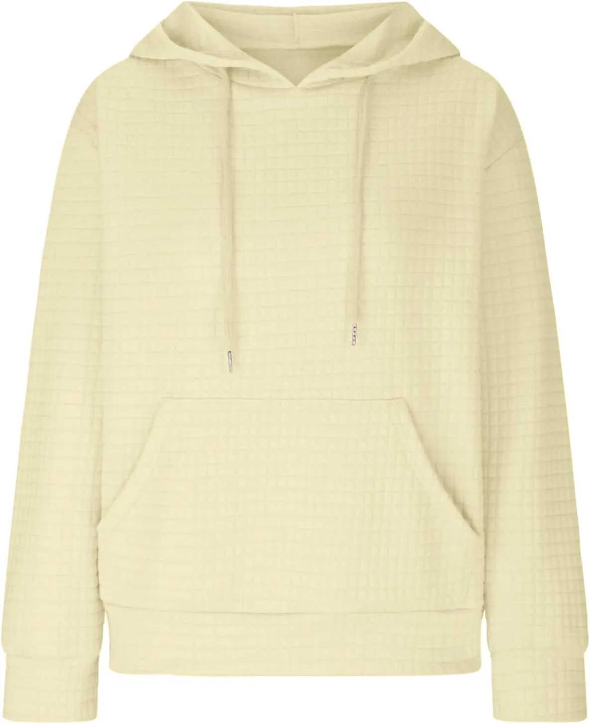 Waffle Hooded Sweatshirts for Women Long Sleeve Fall Hoodies Womens Plain Pullover Sweatshirt Trendy 2024