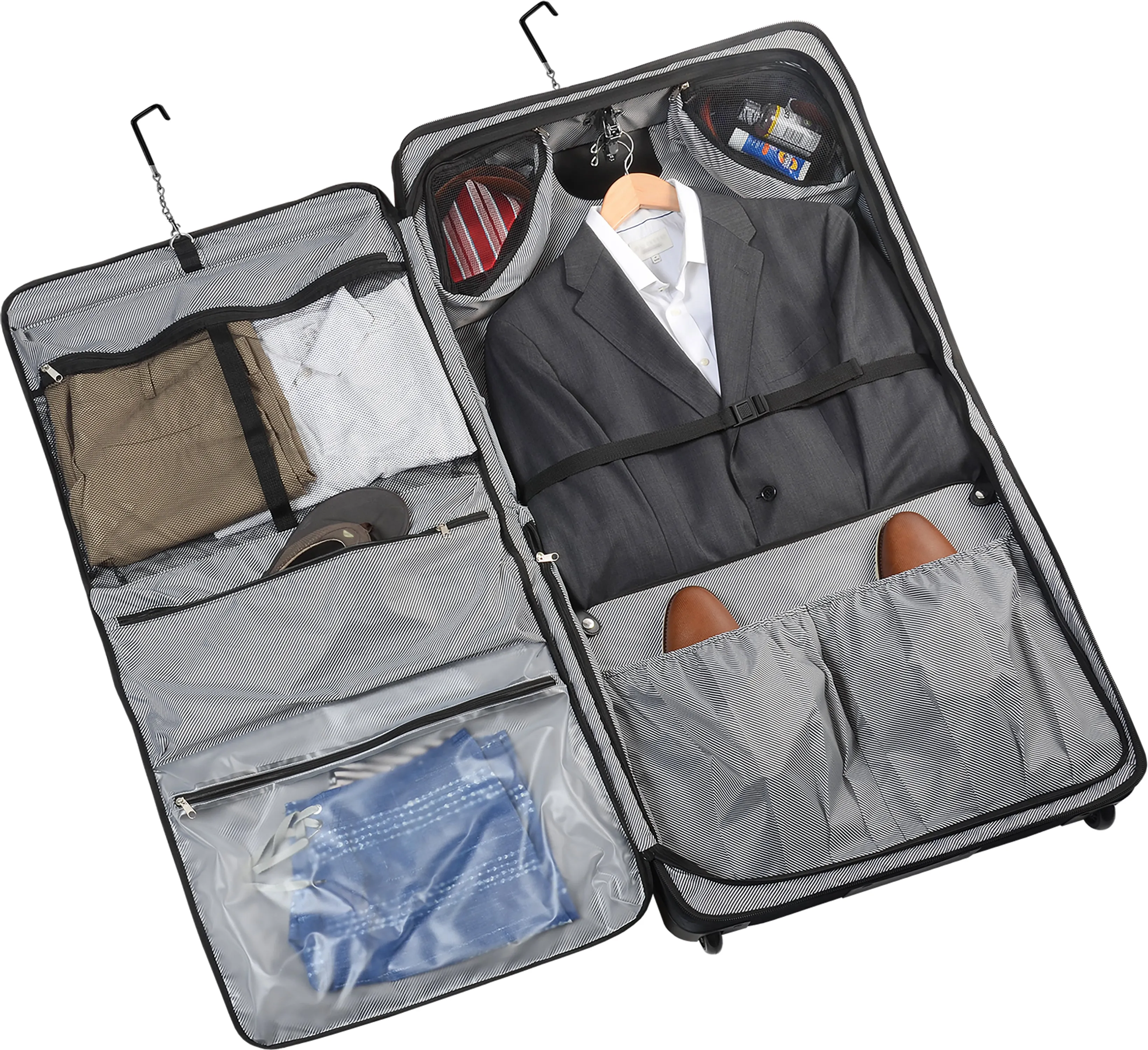 WallyBags® 45” Premium Rolling Garment Bag with multiple pockets Black One Size U4