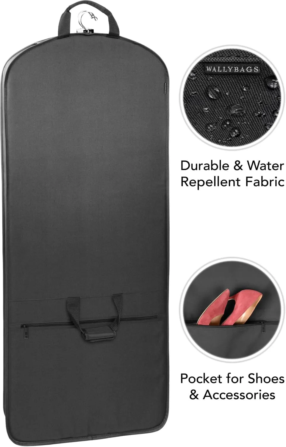 WallyBags® 60” Premium Tri-Fold Travel Garment Bag with exterior pocket