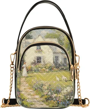 Watercolor Flowers Yard Multi Pockets Crossbody Bags for Women Zip Cell Phone Purse Wallet Bag with Detachable Shoulder Strap Small Crossbody Purse for Shopping Traveling Women Girls Trendy Gift