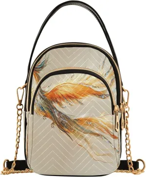 Watercolor Phoenix Print Women Trendy Quilted Crossbody Bag Sling Bags Handbags with Chain Strap Travel Cross Body Cell Phone Purses Bags