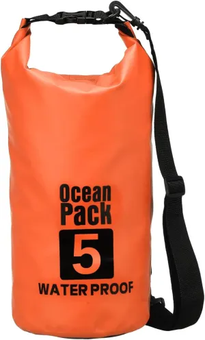 Waterproof Dry Bag, 5L Fit for Women Men Water Proof Bags Lightweight Dry Storage Floating Backpack with Whistle for Travel Backpacking Boating Kayaking Camping (Orange)