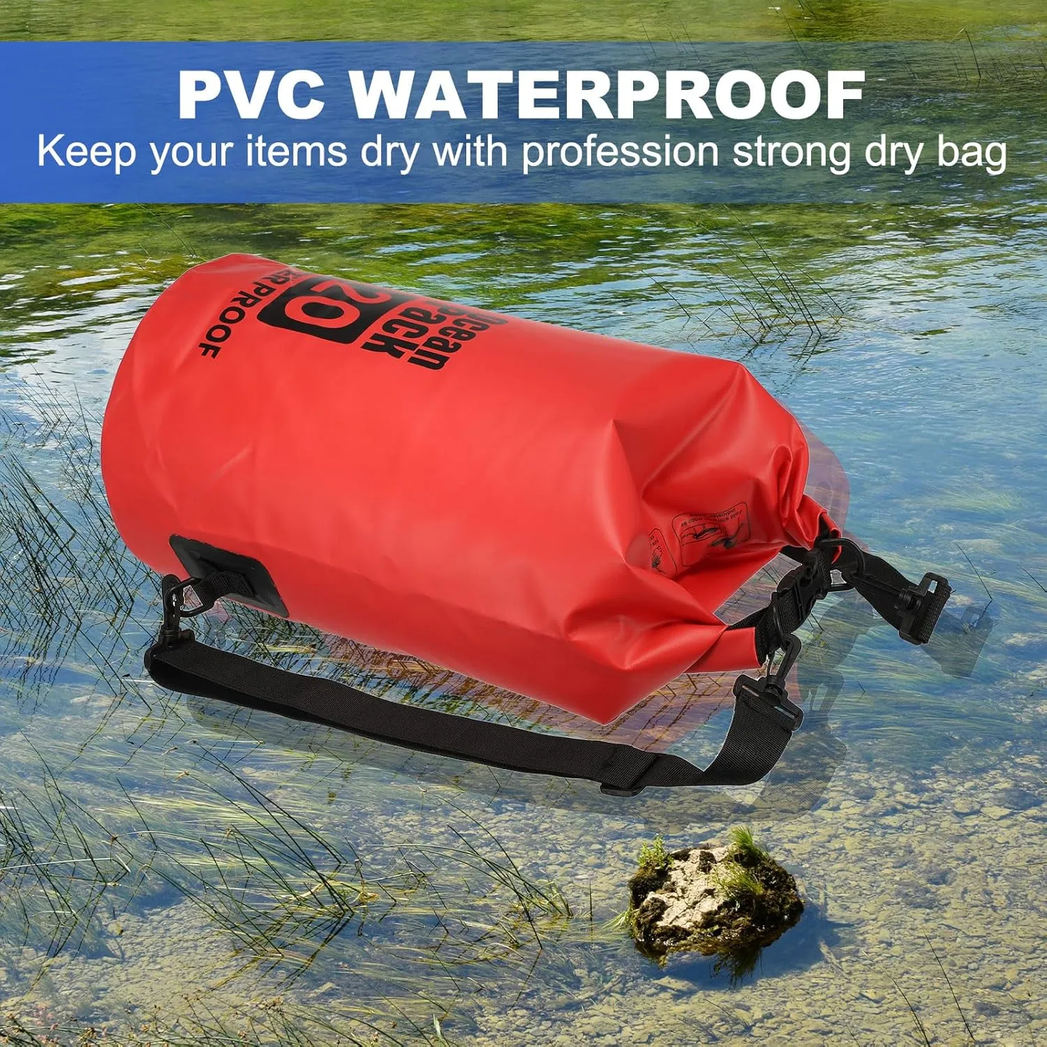 Waterproof Dry Bag, 5L Fit for Women Men Water Proof Bags Lightweight Dry Storage Floating Backpack with Whistle for Travel Backpacking Boating Kayaking Camping (Orange)