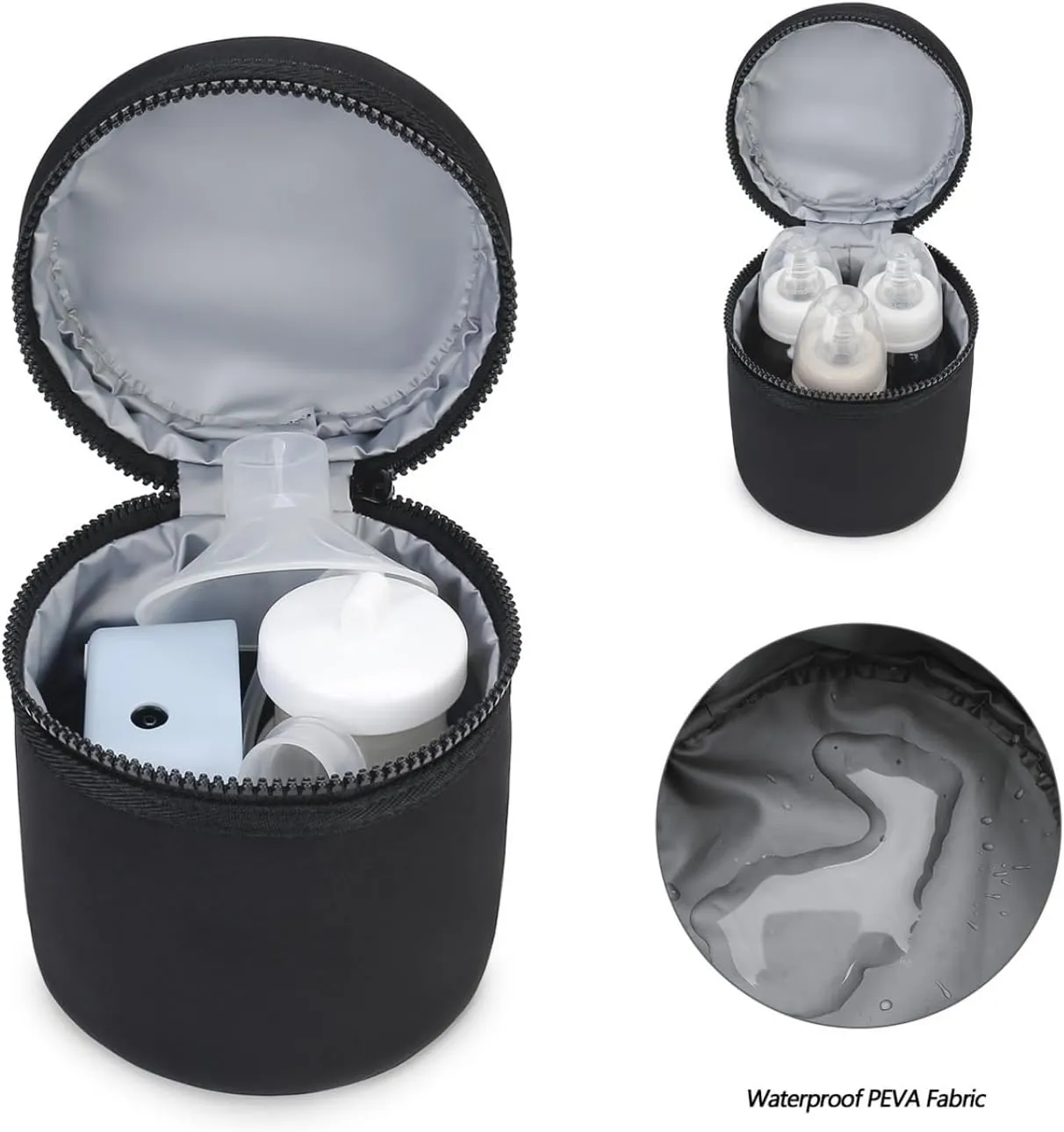 Waterproof Insulated Bottle Storage Bag Thermal Bottle Holder Bag Easy Carry for Travel & Outdoor Activities, black, 12.5*15.5cm