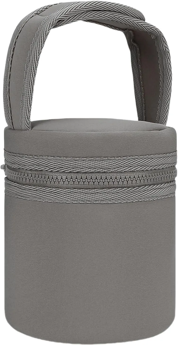 Watertight Insulated Baby Bottle Storage Bag Thermal Baby Bottle Holder Bag Easy Carry for Travel & Outdoor Activity, Grey Brown, 12.5*15.5cm