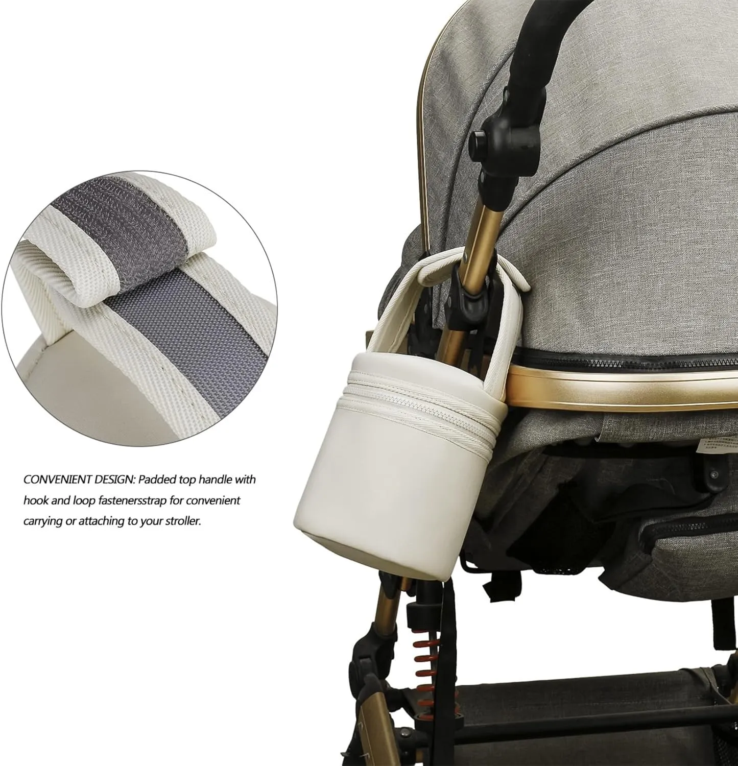 Watertight Insulated Baby Bottle Storage Bag Thermal Baby Bottle Holder Bag Easy Carry for Travel & Outdoor Activity, Grey Brown, 12.5*15.5cm