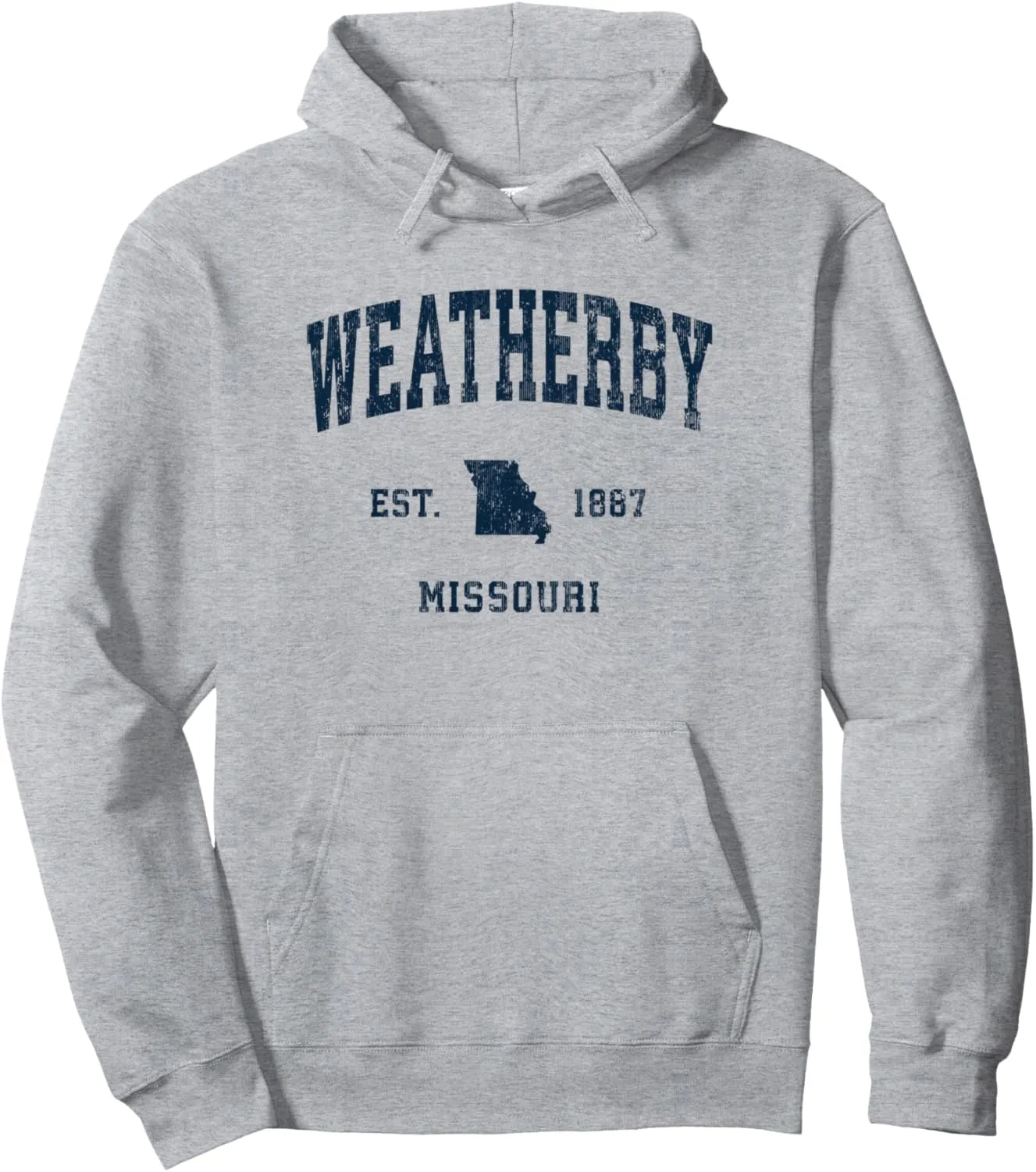 Weatherby Missouri MO Vintage Athletic Navy Sports Design Pullover Hoodie