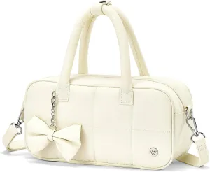 WESTBRONCO Puffer Crossbody bags for Women Quilted Shoulder Handbags, Puffy Cosmetic Makeup Bag Organizer w/Cute Ornament