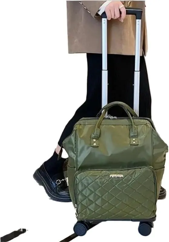 Wheeled backpack for Women Travel trolley bags Travel Bag with wheels Oxford large capacity Travel Rolling Luggage Backpack Bags(22 inch black)