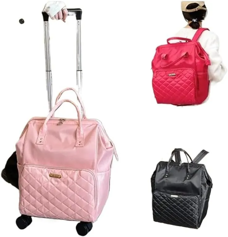 Wheeled backpack for Women Travel trolley bags Travel Bag with wheels Oxford large capacity Travel Rolling Luggage Backpack Bags(22 inch black)