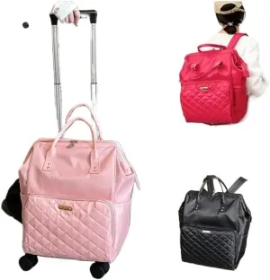 Wheeled backpack for Women Travel trolley bags Travel Bag with wheels Oxford large capacity Travel Rolling Luggage Backpack Bags(22 inch black)