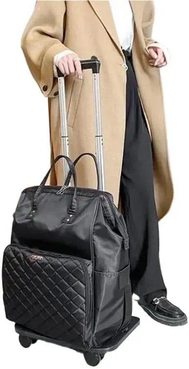 Wheeled backpack for Women Travel trolley bags Travel Bag with wheels Oxford large capacity Travel Rolling Luggage Backpack Bags(22 inch black)