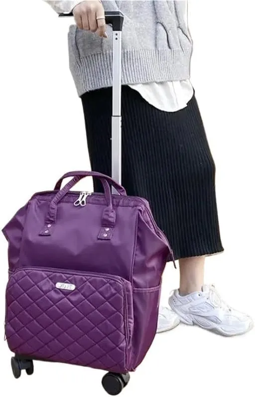 Wheeled backpack for Women Travel trolley bags Travel Bag with wheels Oxford large capacity Travel Rolling Luggage Backpack Bags(22 inch black)