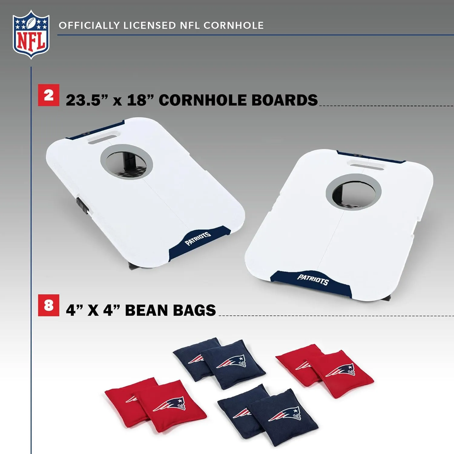 Wild Sports NFL Pro Football All-Weather Cornhole Set - Travel Bean Bag Toss Set Includes 8 Bean Bags