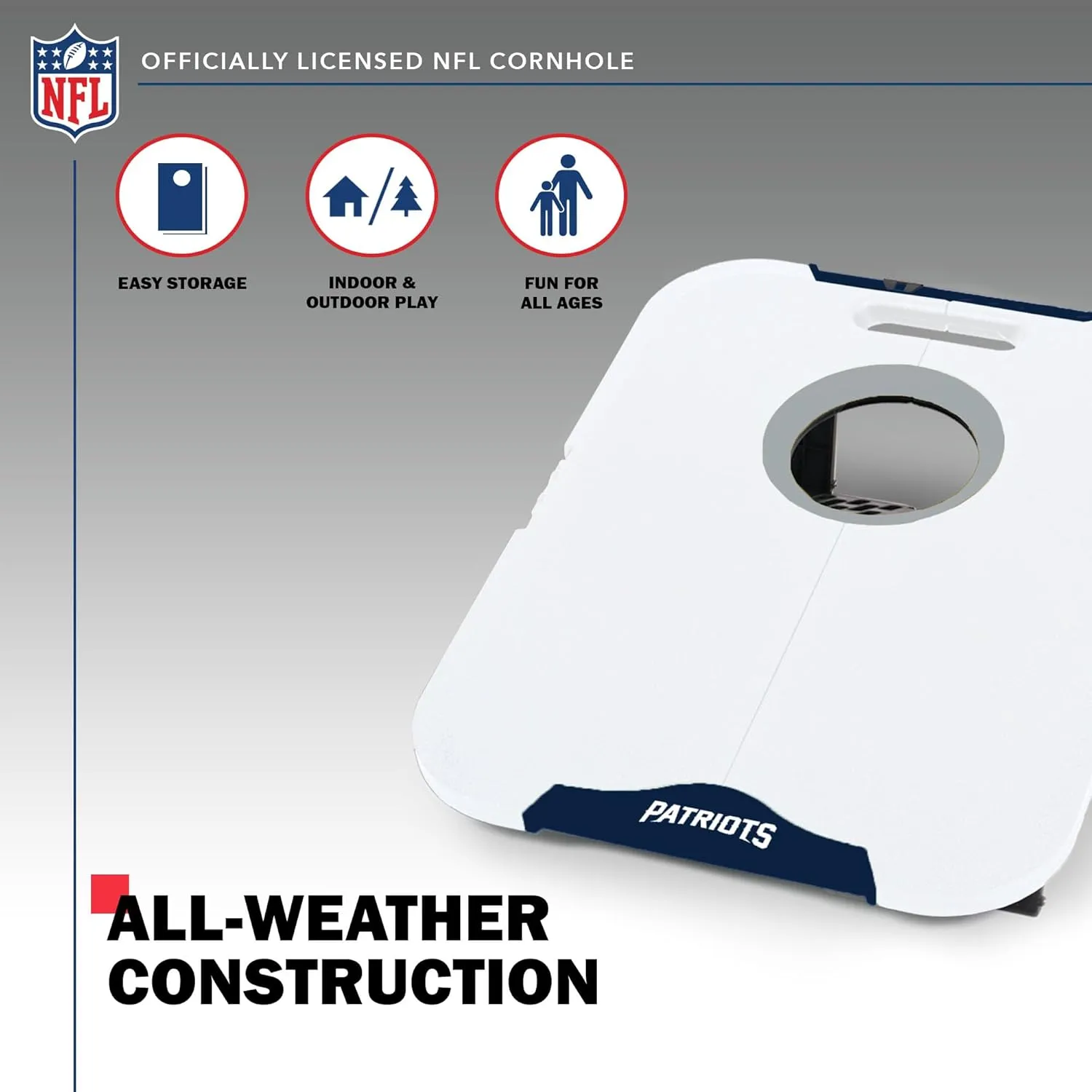 Wild Sports NFL Pro Football All-Weather Cornhole Set - Travel Bean Bag Toss Set Includes 8 Bean Bags