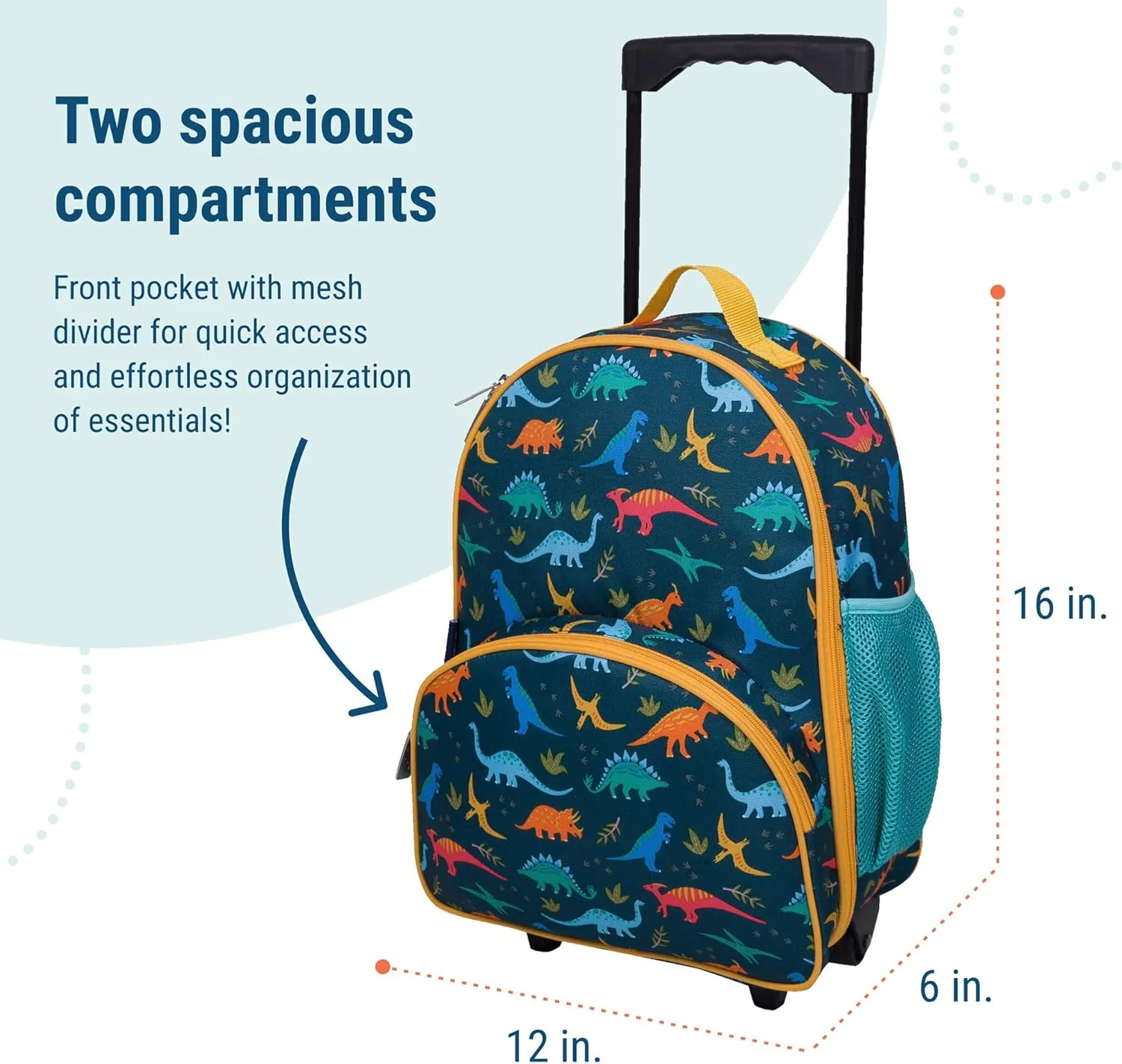 Wildkin Kids Rolling Luggage – Carry-On Size for School & Overnight Travel