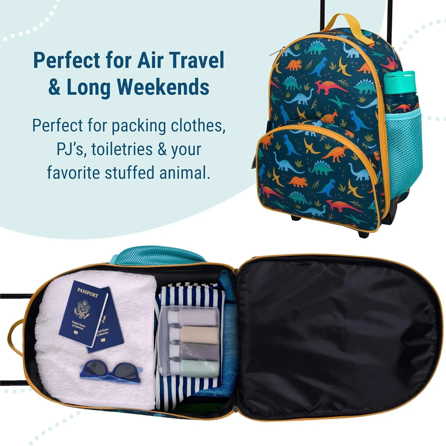 Wildkin Kids Rolling Luggage – Carry-On Size for School & Overnight Travel