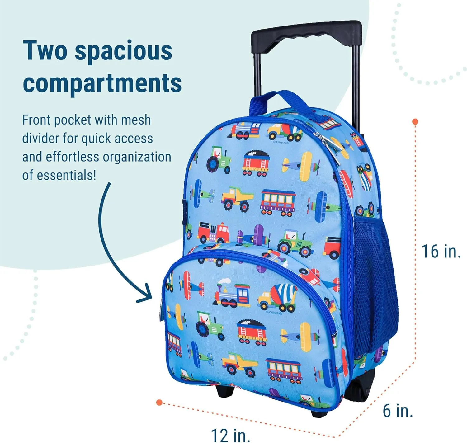 Wildkin Kids Rolling Luggage – Carry-On Size for School & Overnight Travel