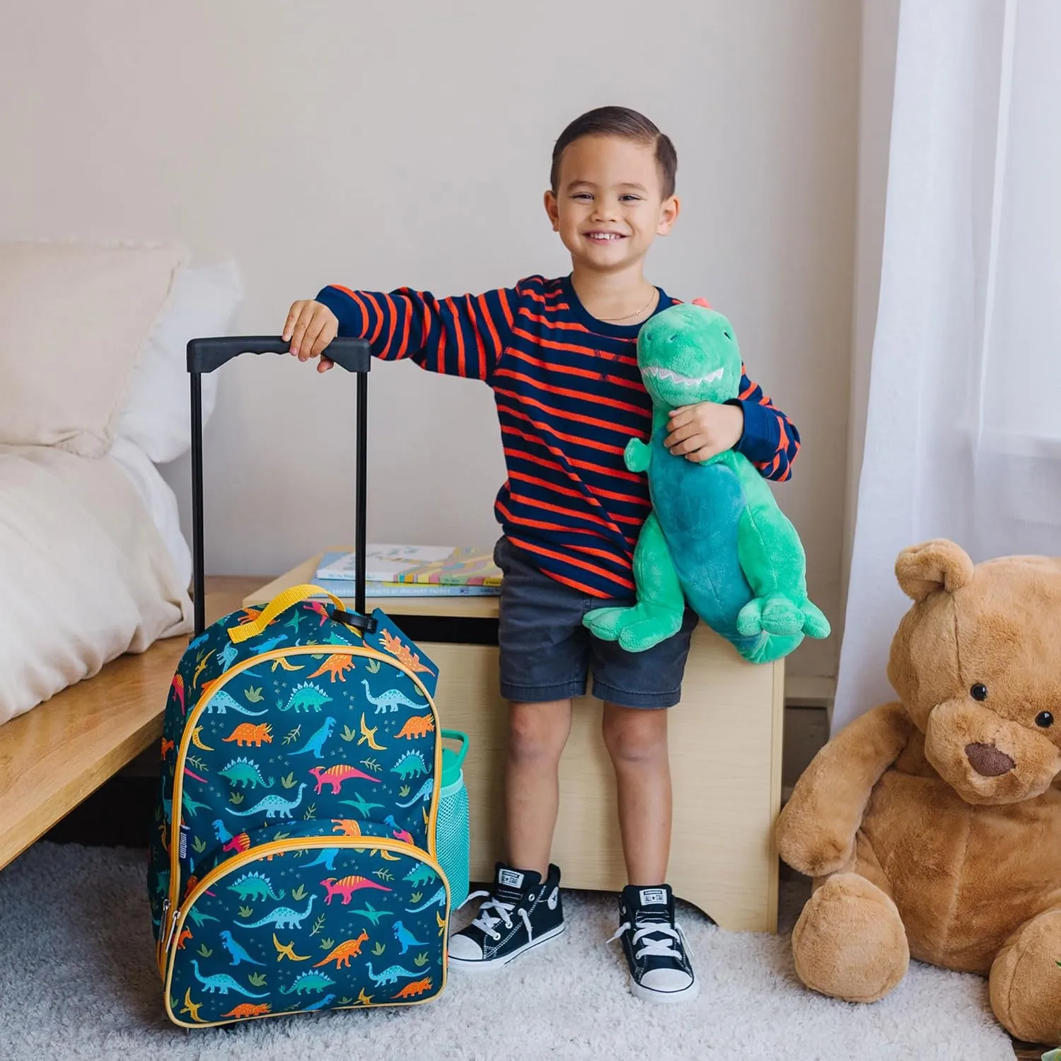 Wildkin Kids Rolling Luggage – Carry-On Size for School & Overnight Travel