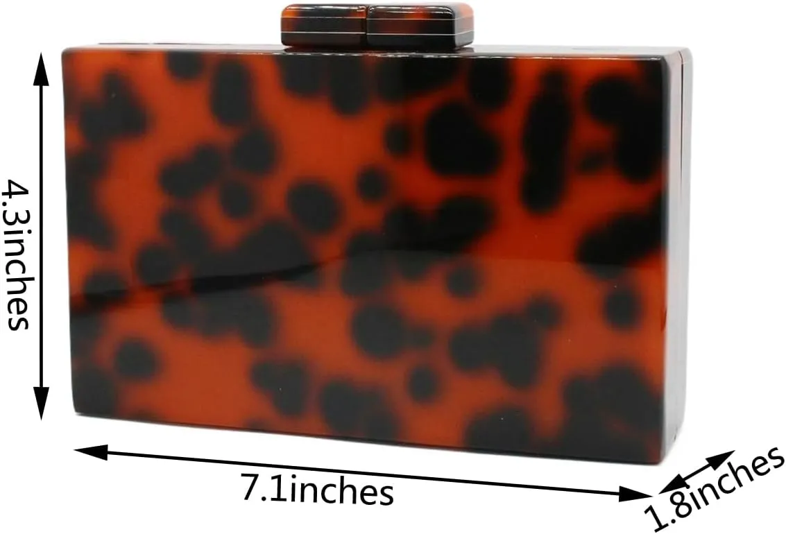 Women Acrylic Evening Clutch Bag Marbling Purse Handbag Stylish Pearl Chain Evening Bag for Wedding Cocktail Party