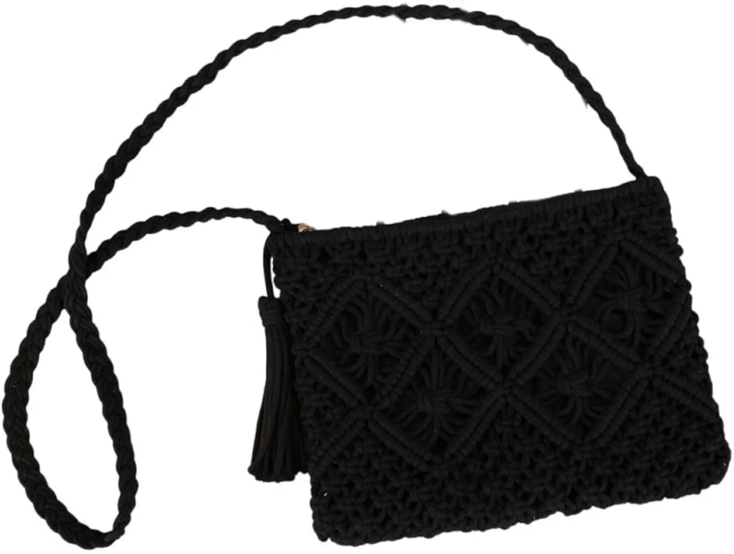 Women Boho Crocheted Purses Summer Beach Crossbody Shoulder Bags Vintage Tote Bag Bohemian Handbags with Tassel
