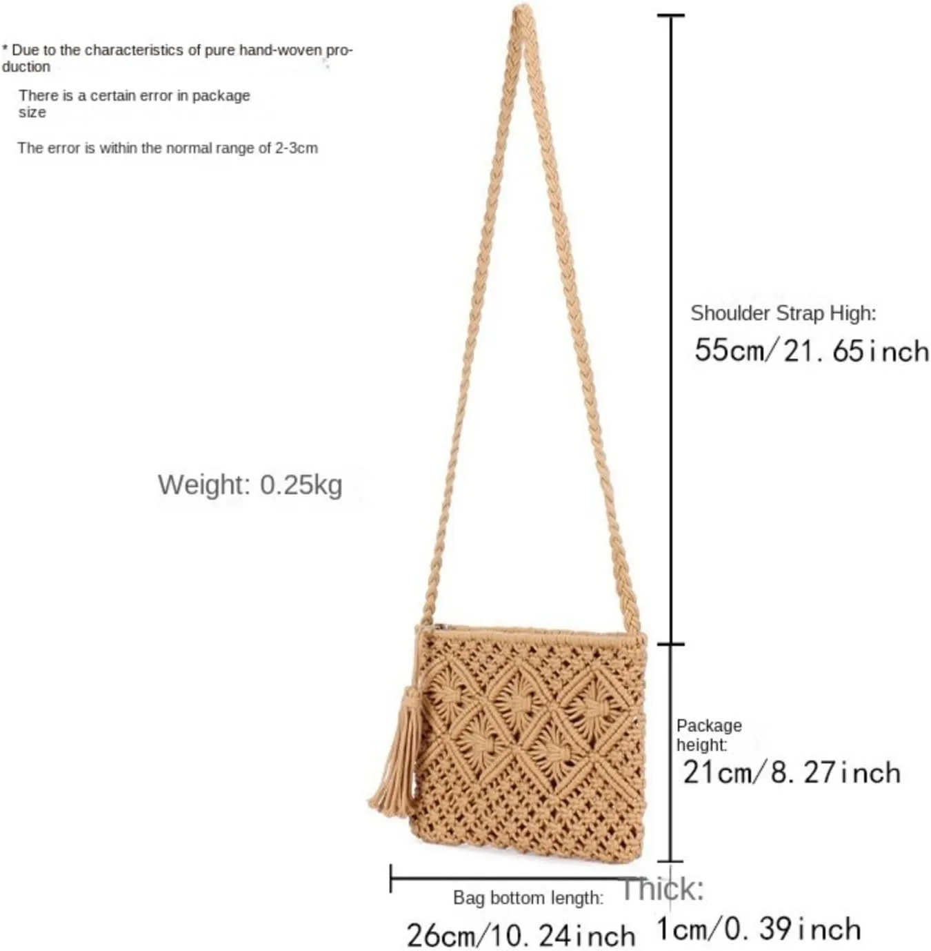 Women Boho Crocheted Purses Summer Beach Crossbody Shoulder Bags Vintage Tote Bag Bohemian Handbags with Tassel