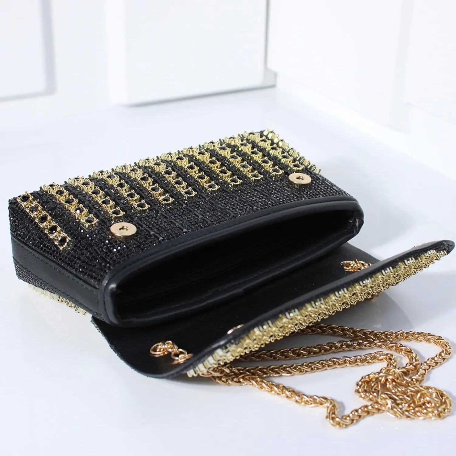 Women Chain Bag Clutch Purse Rhinestone Purse Sparkly Crossbody Bag Glitter Small Evening Handbags Wedding Party