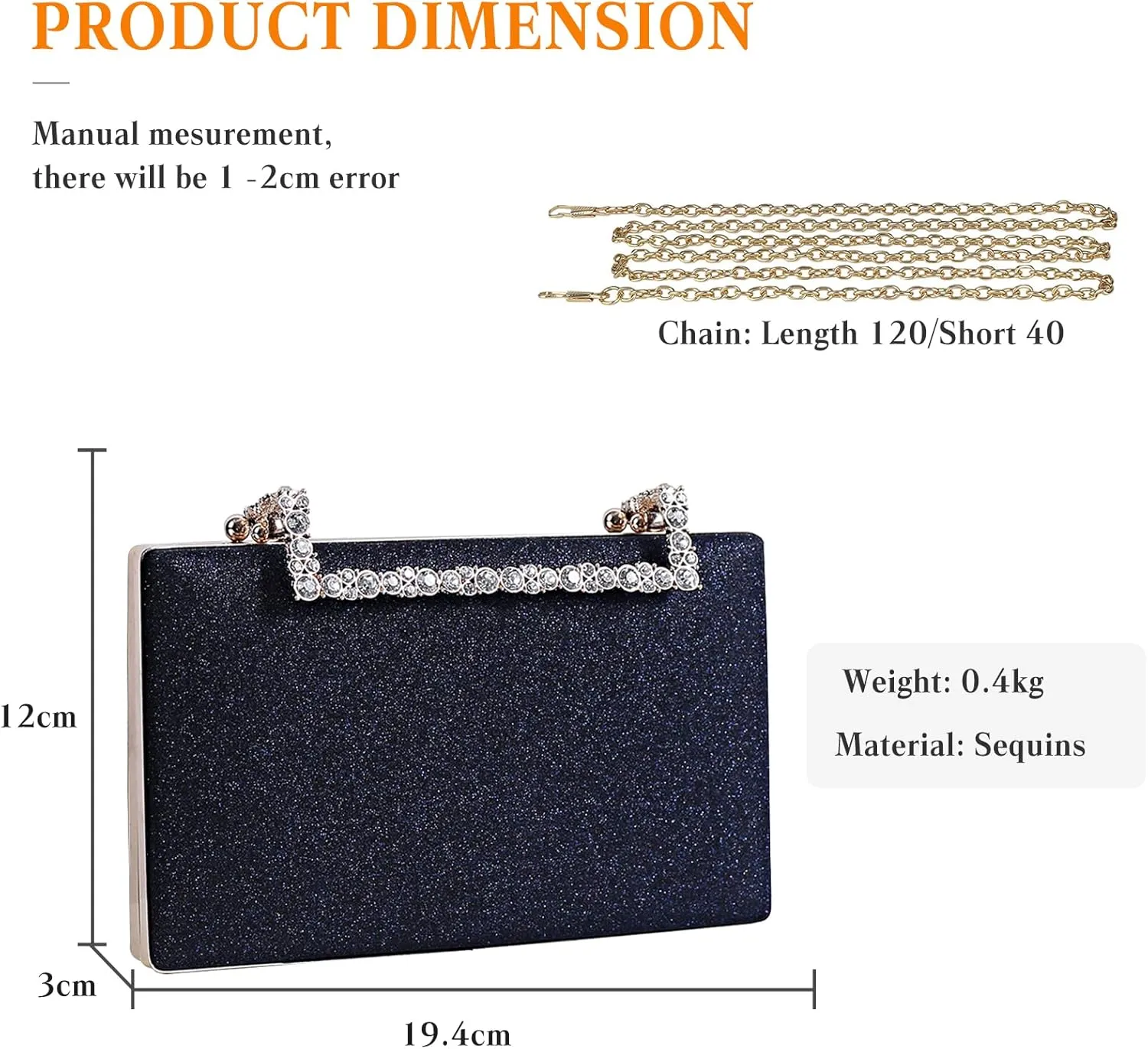 Women Clutch Purse Glitter Evening Bag Sequins Clutch Bag Sparkly Handbag Bridal Wedding Purse
