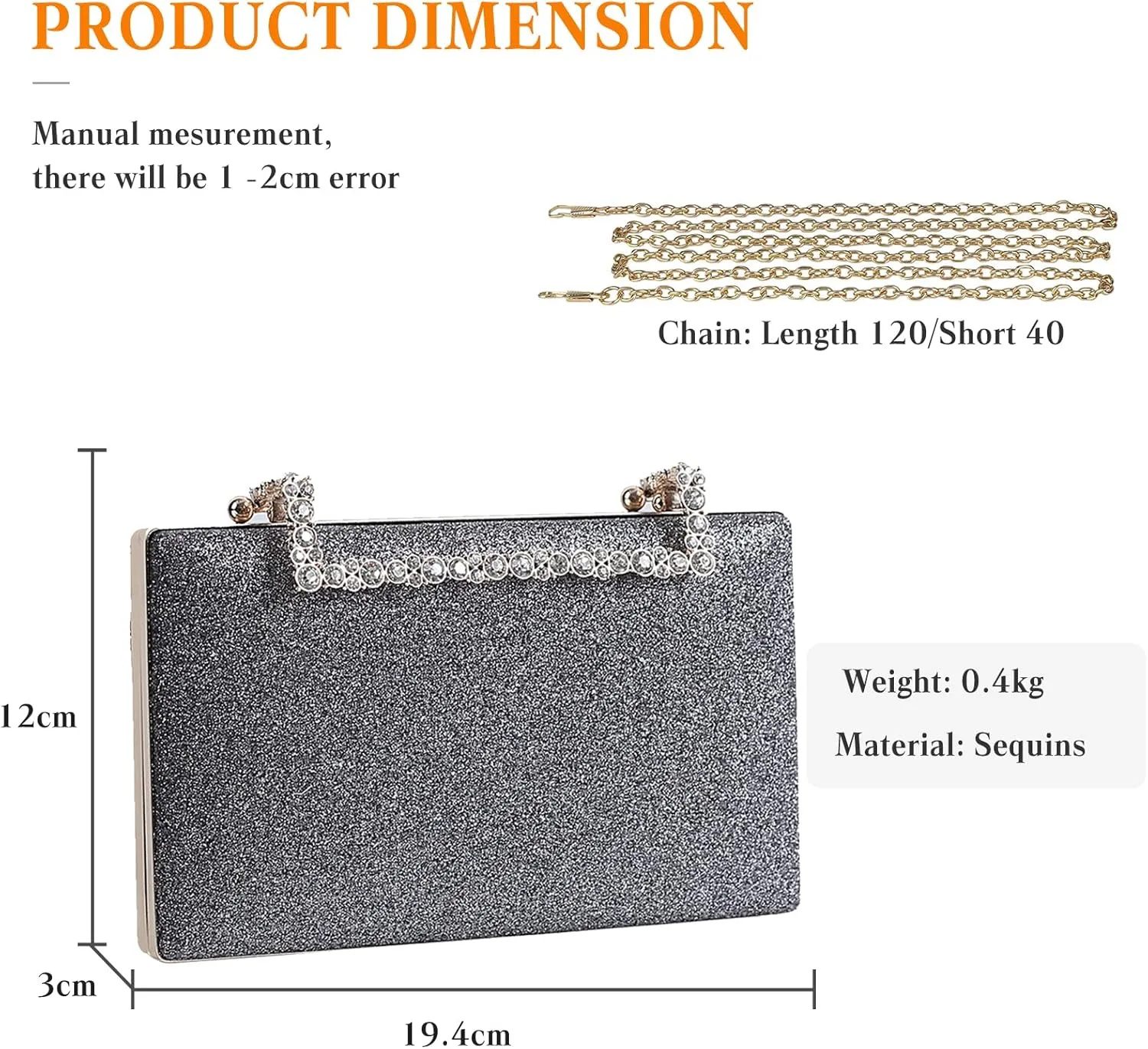 Women Clutch Purse Glitter Evening Bag Sequins Clutch Bag Sparkly Handbag Bridal Wedding Purse