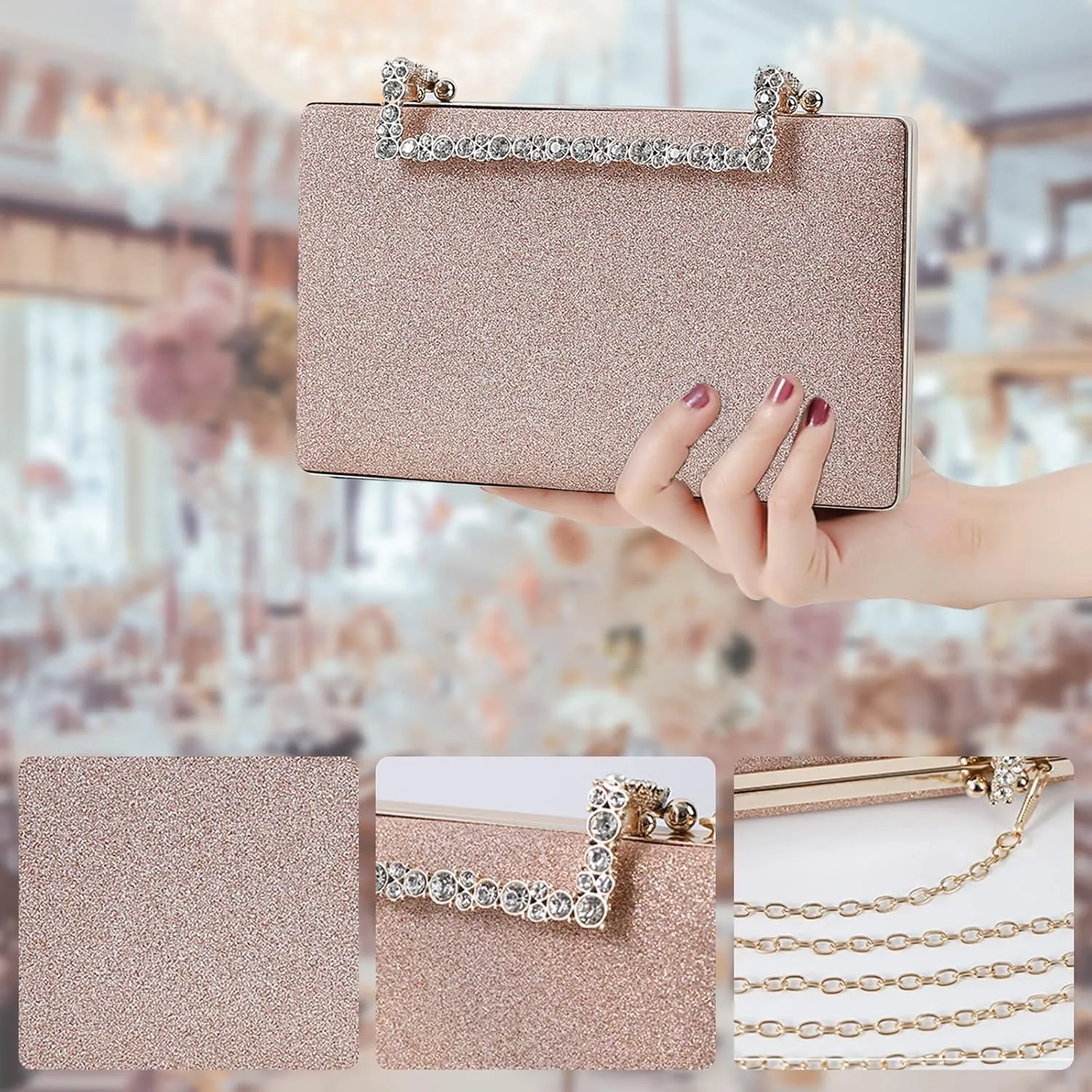 Women Clutch Purse Glitter Evening Bag Sequins Clutch Bag Sparkly Handbag Bridal Wedding Purse