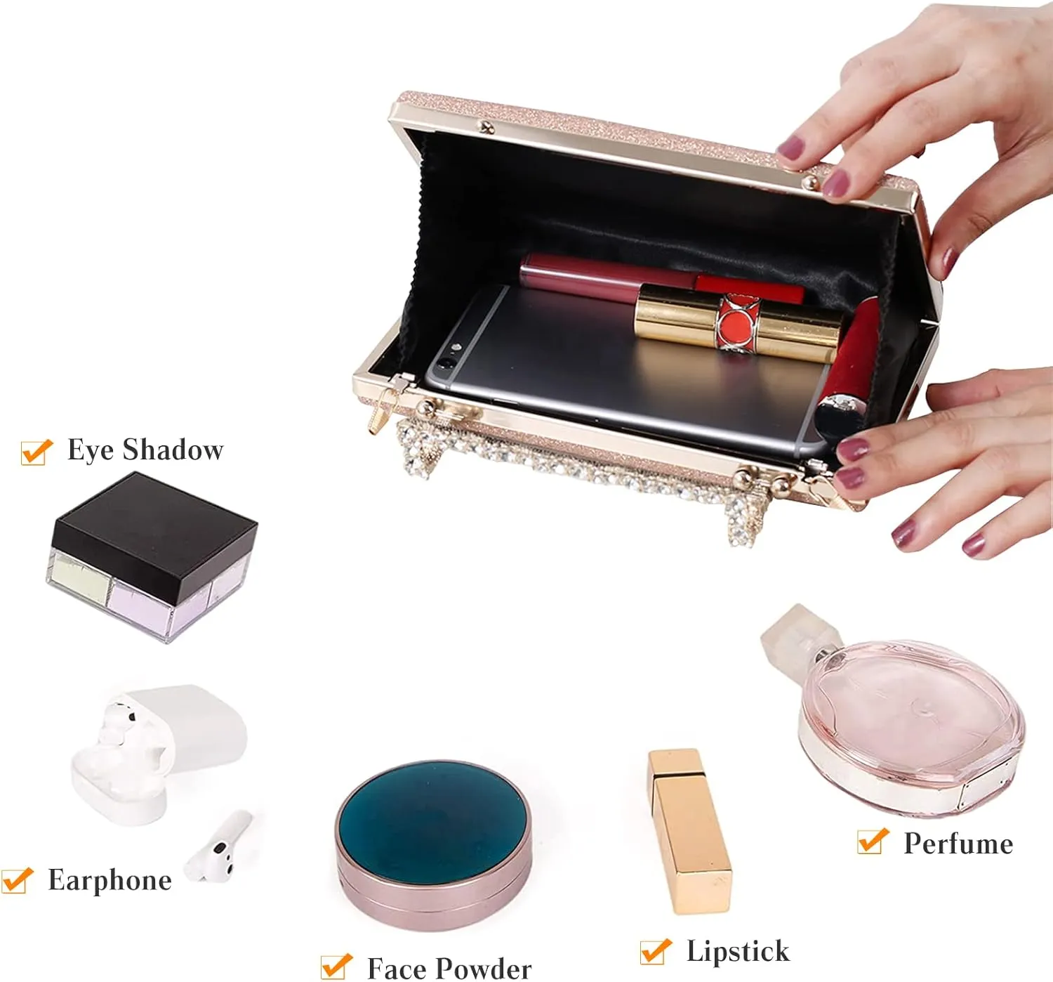 Women Clutch Purse Glitter Evening Bag Sequins Clutch Bag Sparkly Handbag Bridal Wedding Purse
