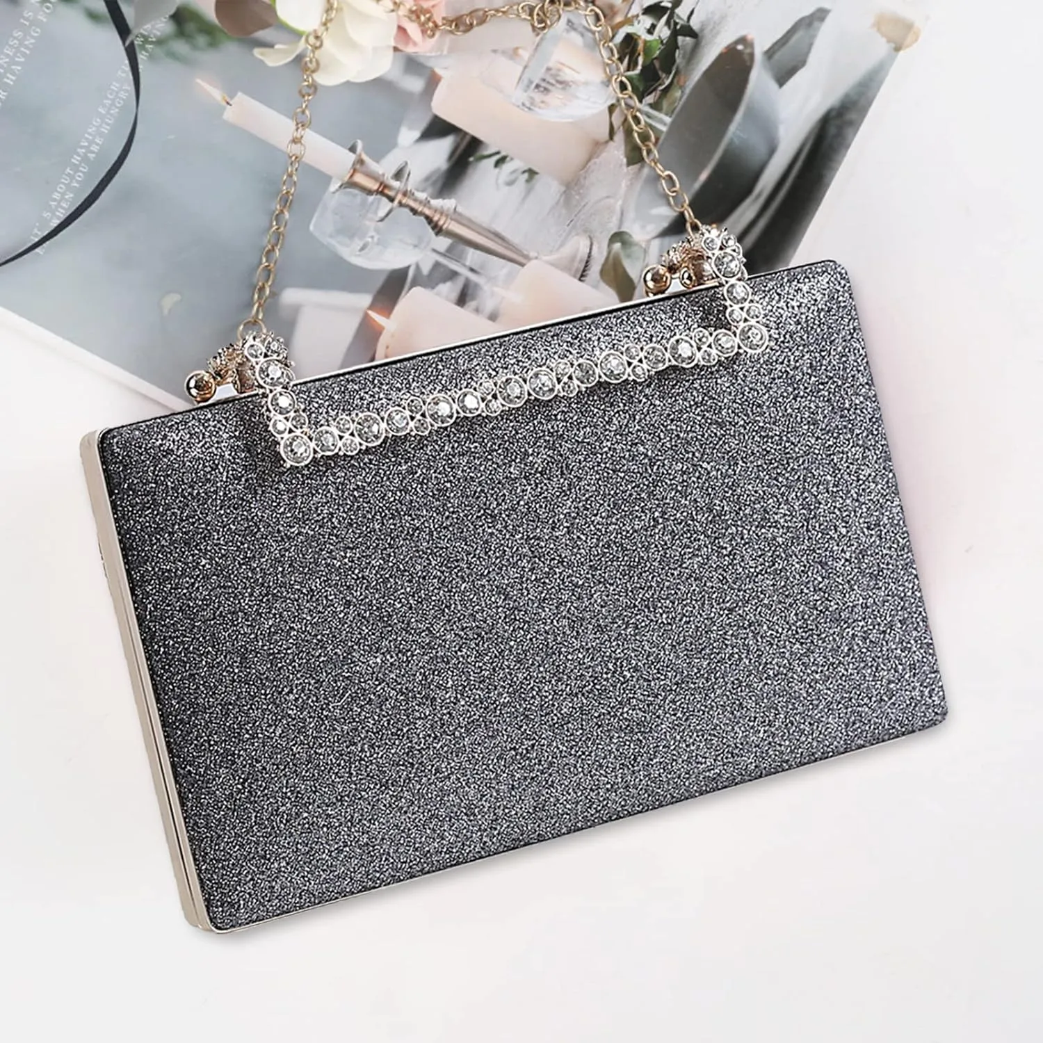 Women Clutch Purse Glitter Evening Bag Sequins Clutch Bag Sparkly Handbag Bridal Wedding Purse