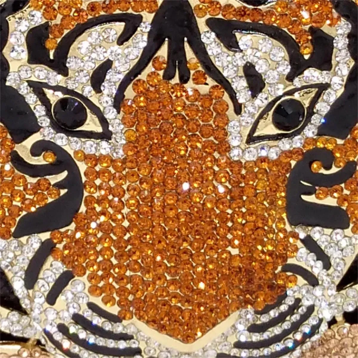 Women Cute Tiger Shaped Evening Clutch Sparkling Rhinestones Handbag Prom Party Purse