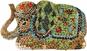 Women Elephant Rhinestone Clutch Bag Sparkly Crystal Evening Bag Luxury Metal Handbag Minaudiere Wedding Party Purse