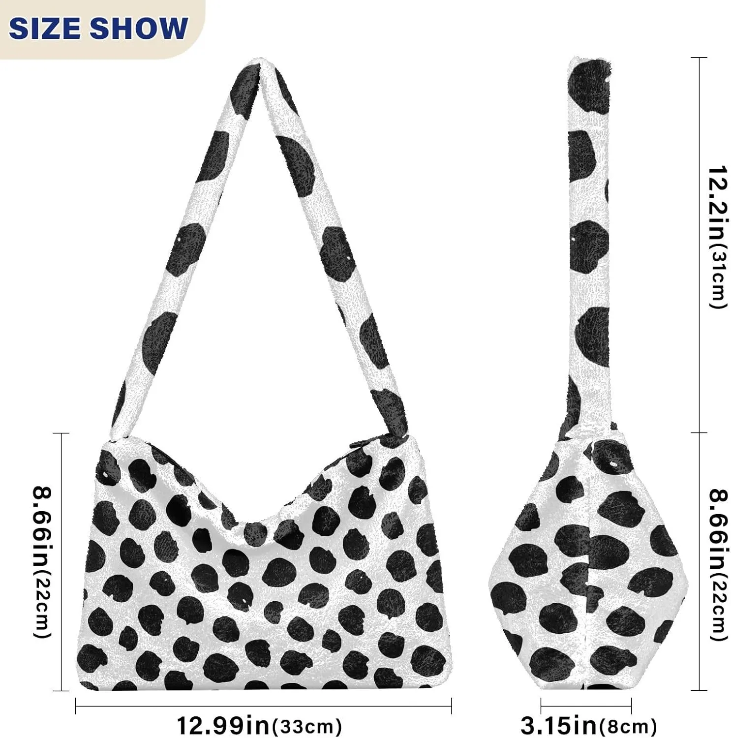 Women Ladies Cute Pinstripe Plush Shoulder BagTote Handbag Purse Faux Fur Shopping Dating Bag Multicolor 1