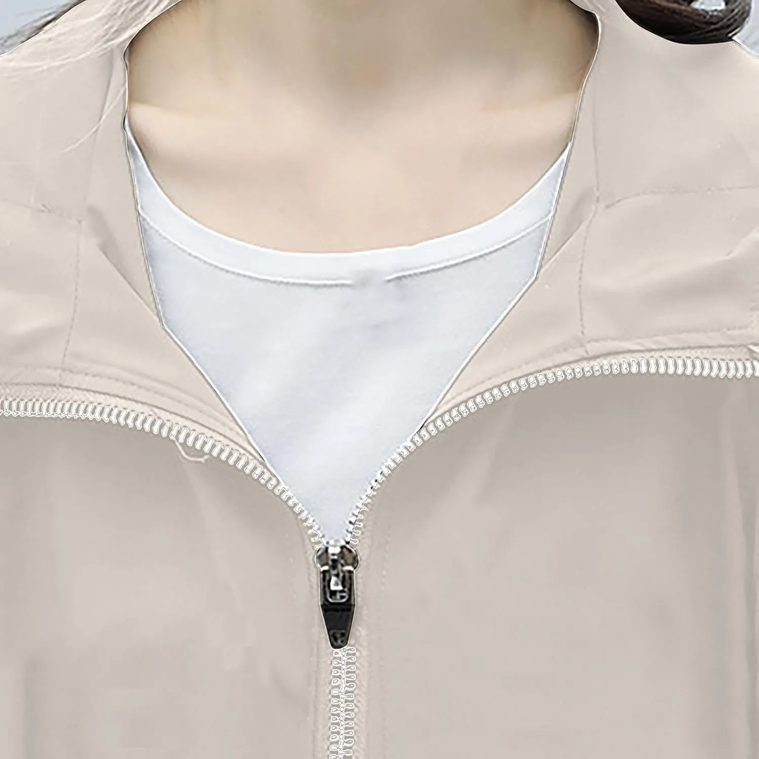 Women Long Rain Jacket Waterproof Lightweight Hooded Raincoat Windbreaker Coat Side Slits High-Low Hem Outdoor Coats